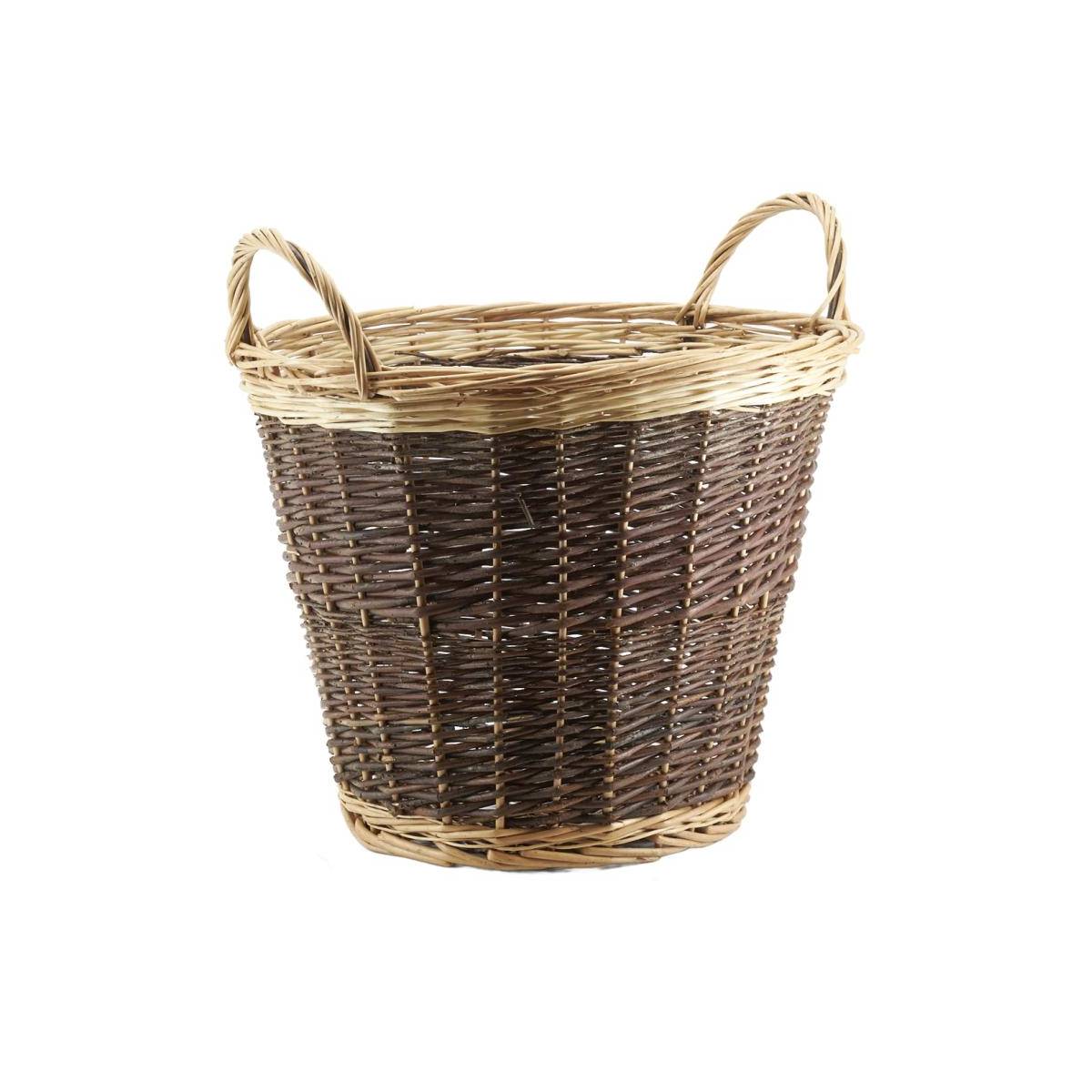 Corbeille ronde osier brut deux tons Ø50 cm H.40 cm avec poignées - Aubry gaspard - Imagen 2