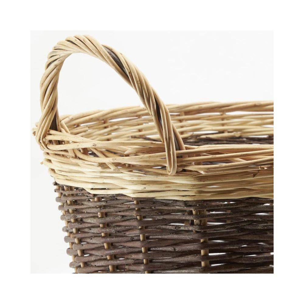 Corbeille ronde osier brut deux tons Ø50 cm H.40 cm avec poignées - Aubry gaspard - Imagen 3