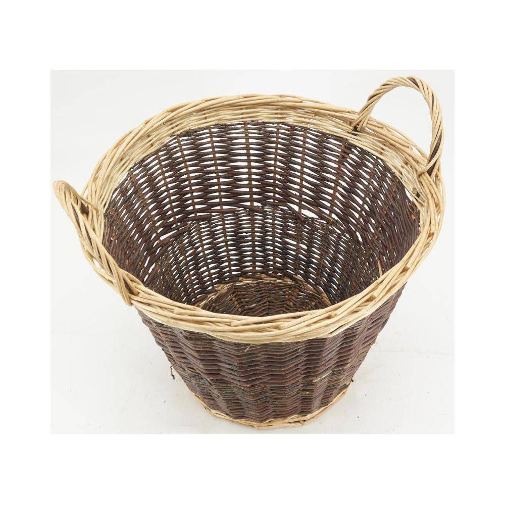 Corbeille ronde osier brut deux tons Ø50 cm H.40 cm avec poignées - Aubry gaspard - Imagen 4