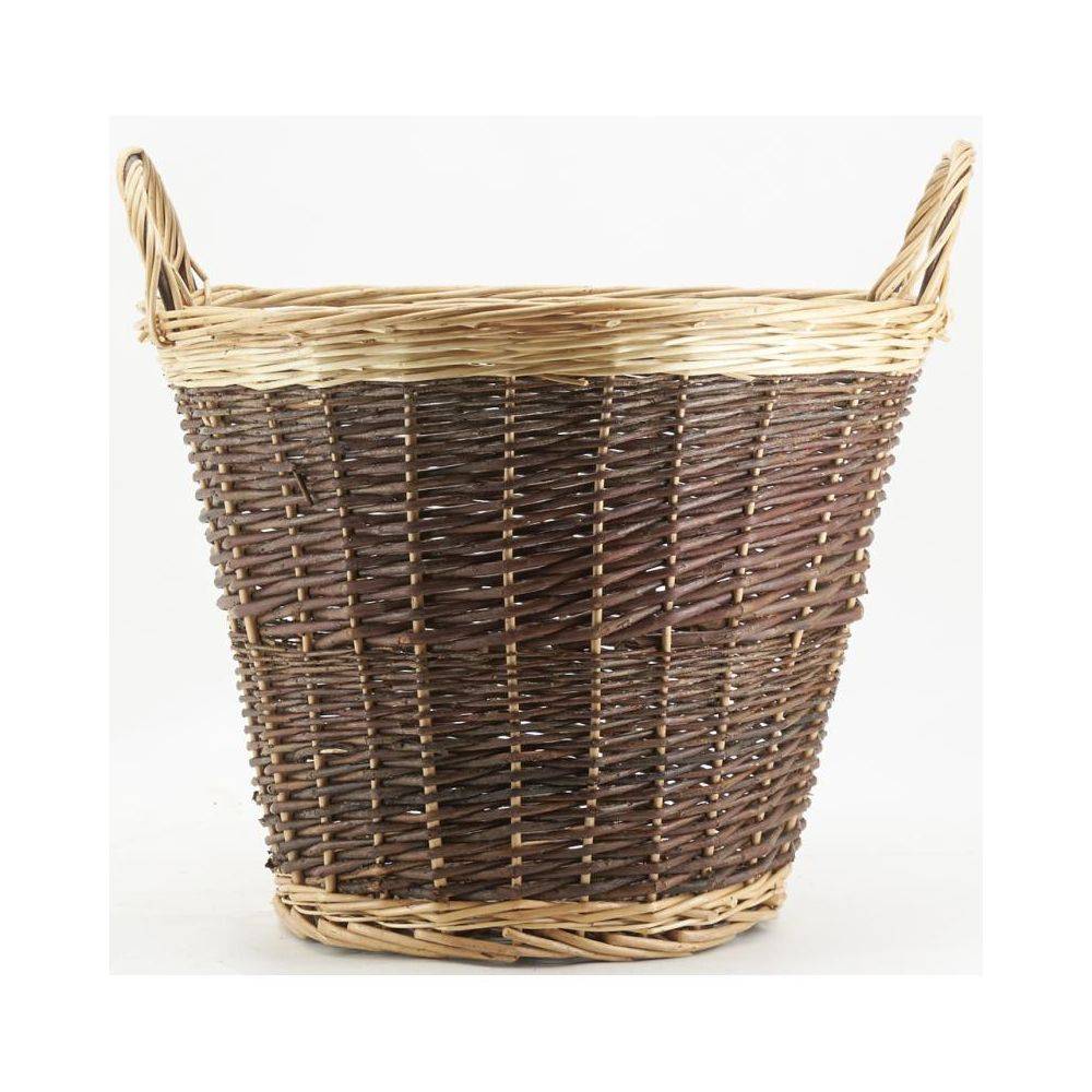 Corbeille ronde osier brut deux tons Ø50 cm H.40 cm avec poignées - Aubry gaspard - Imagen 1