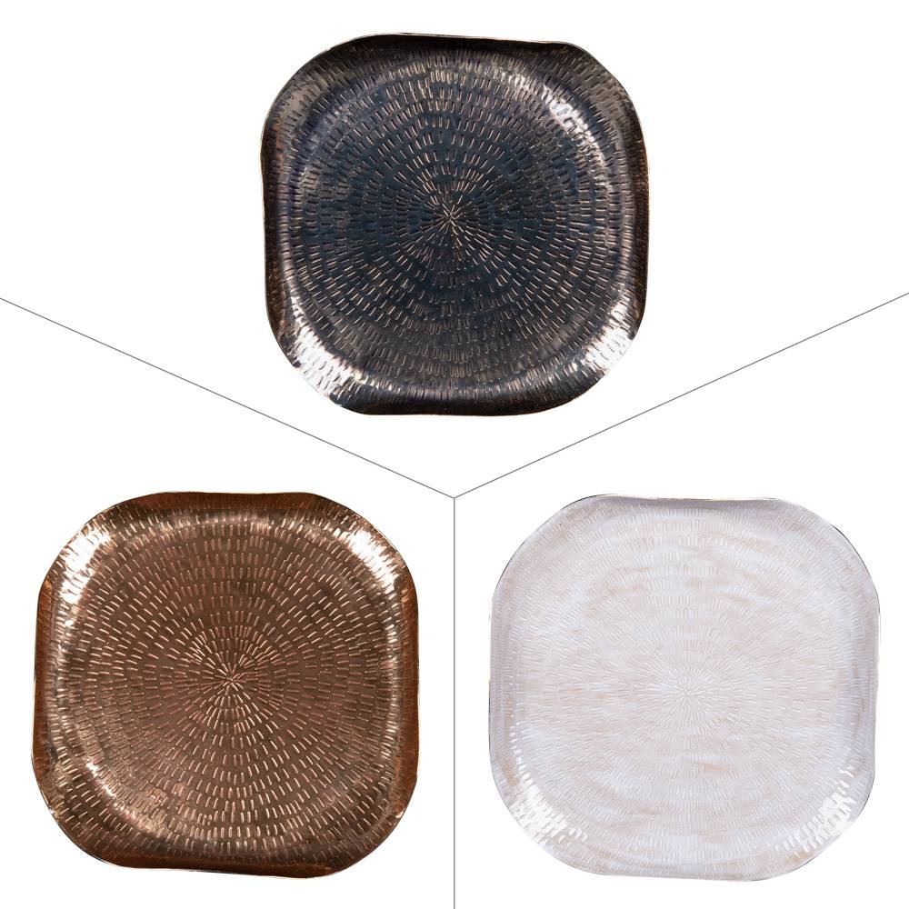 Plateau organique Pearl métal multicolore L.37.5 cm l.37 cm H.5 cm - Table passion - Imagen 2