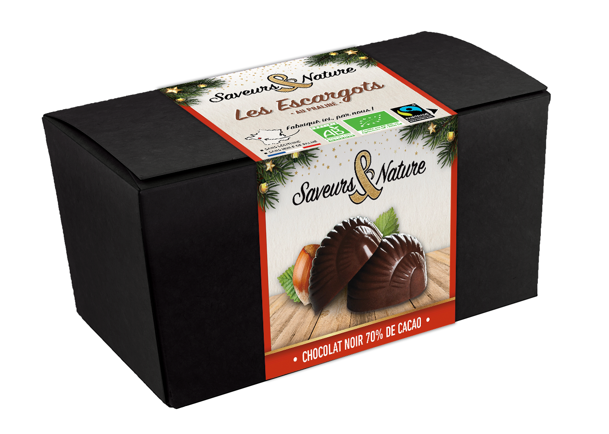 Saveurs et Nature - Ballotin d'escargots au praliné chocolat noir 140 g - Saveurs et Nature