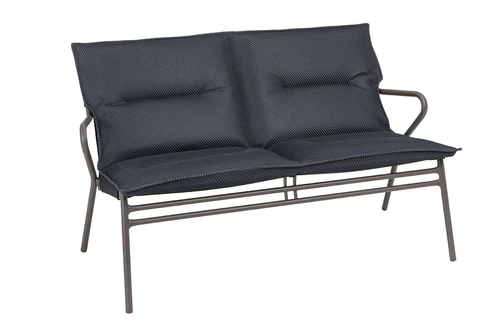 Lafuma-Mobilier - Banquette de jardin + surmatelas acier dark grey Vence Lafuma Mobilier - Image 1