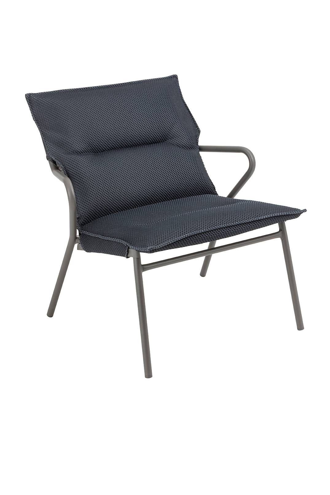 Lafuma-Mobilier - Fauteuil de jardin + surmatelas acier dark grey Vence Lafuma Mobilier