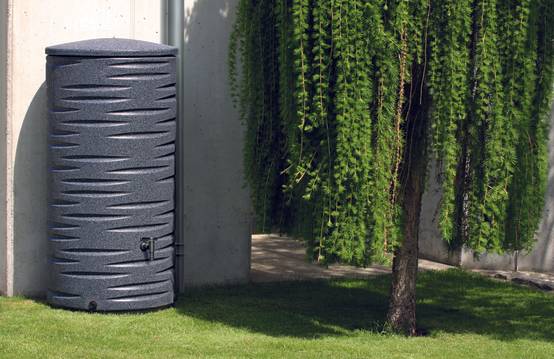Sans Marque - Récupérateur d'eau de pluie 290L robinet inclus cylindrique effet granit - Image 1