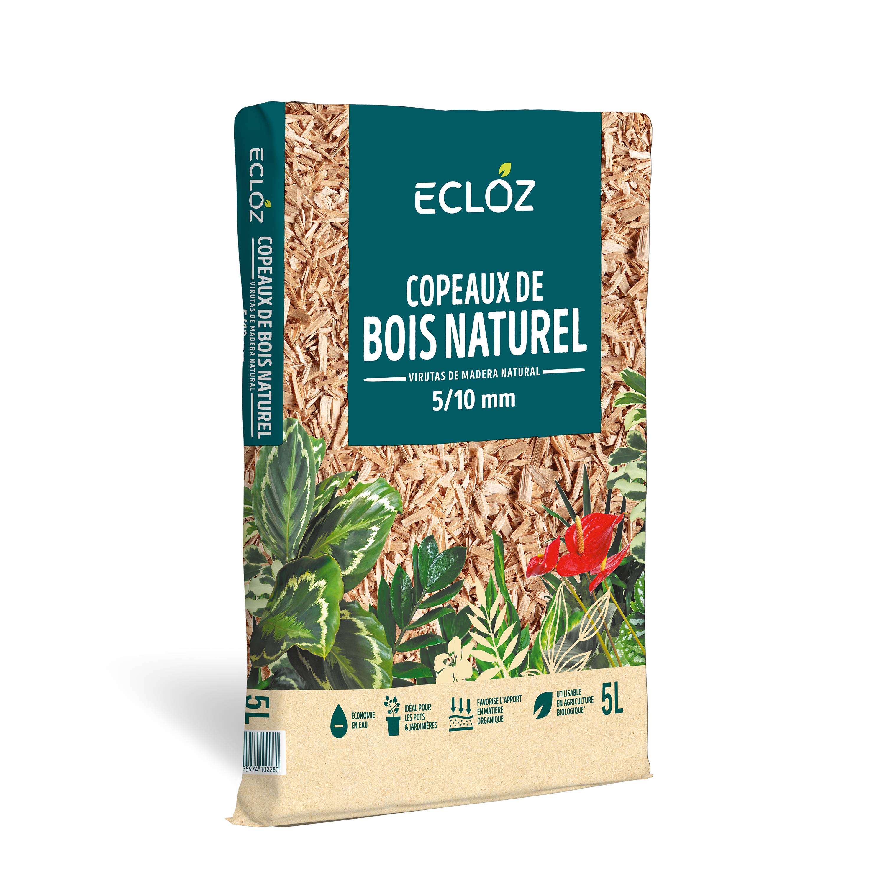 Ecloz - Copeaux de bois gris 5L - Calibre 5/10 mm - ECLOZ