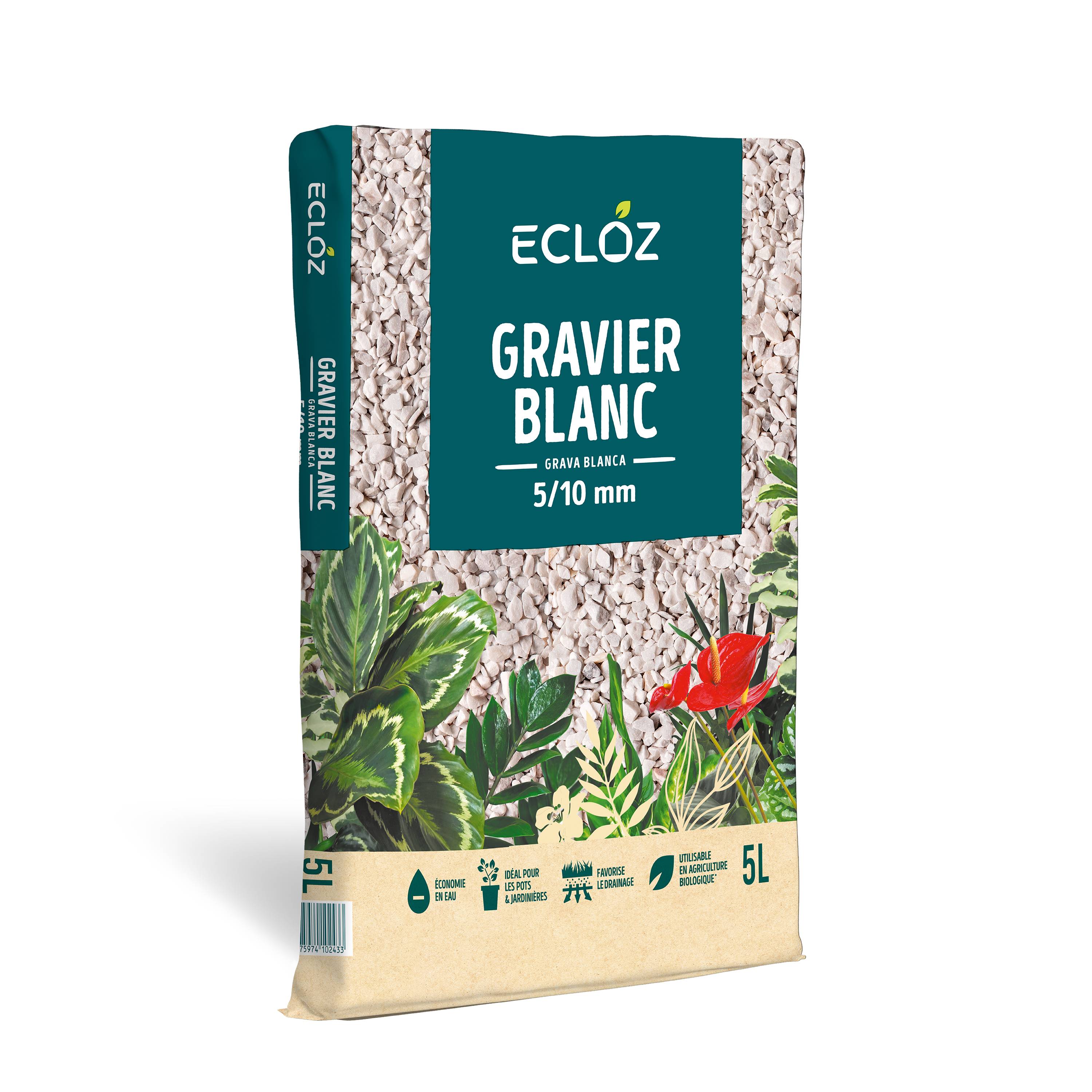Ecloz - Gravier blanc 5L - Calibre 5/10 mm - ECLOZ