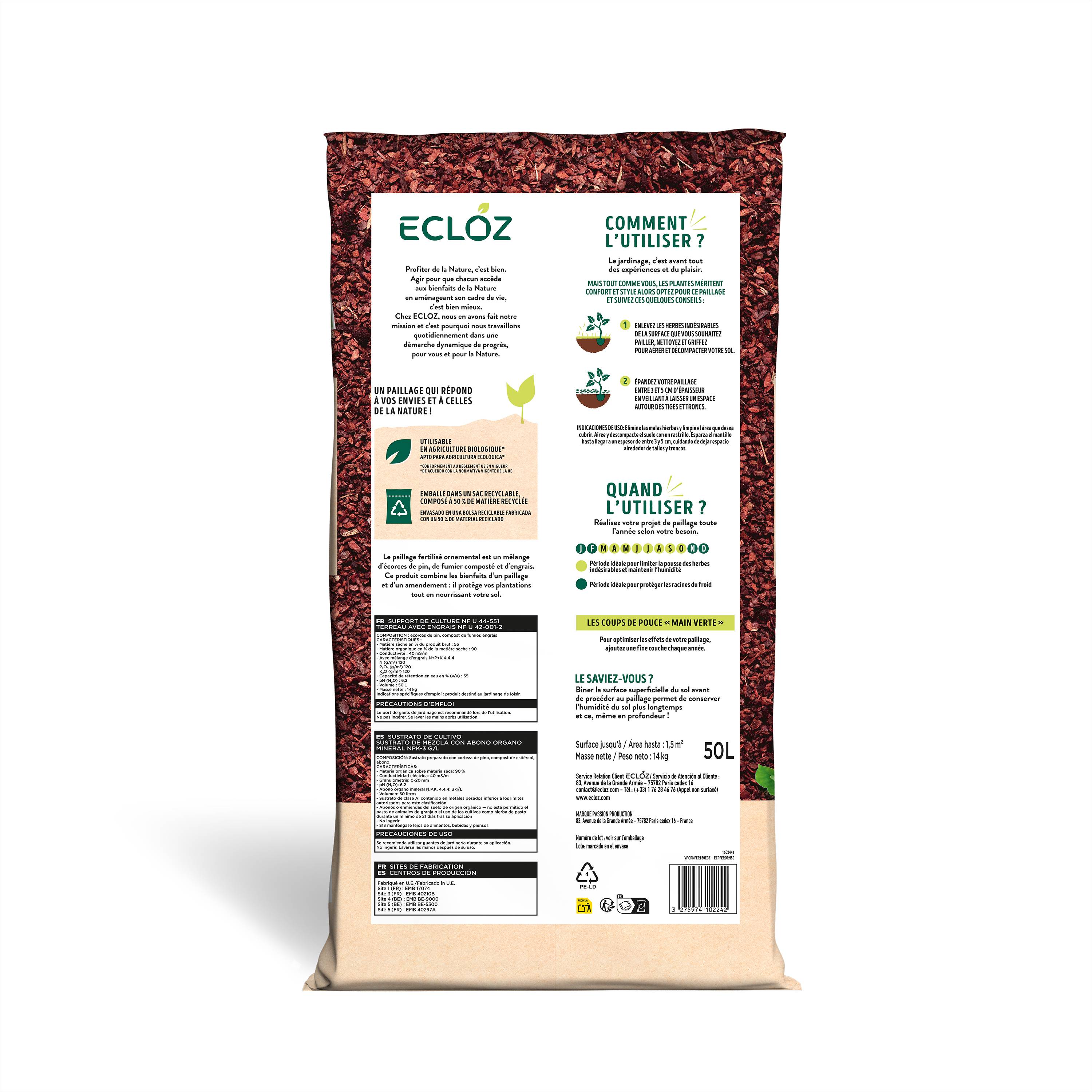 Ecloz - Paillage fertilisé ornemental 50L - ECLOZ - Imagen 3