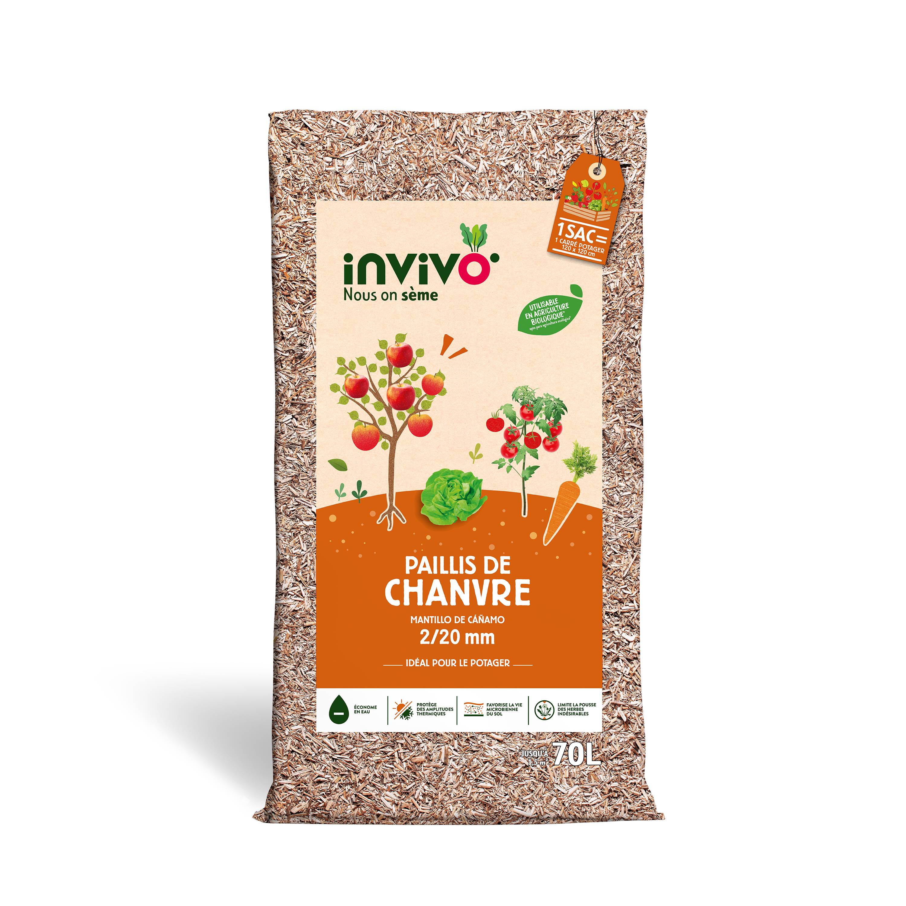 Invivo Nous On Sème - Paillis de chanvre 70L - Calibre 2/20 mm - INVIVO Nous on sème - Image 2
