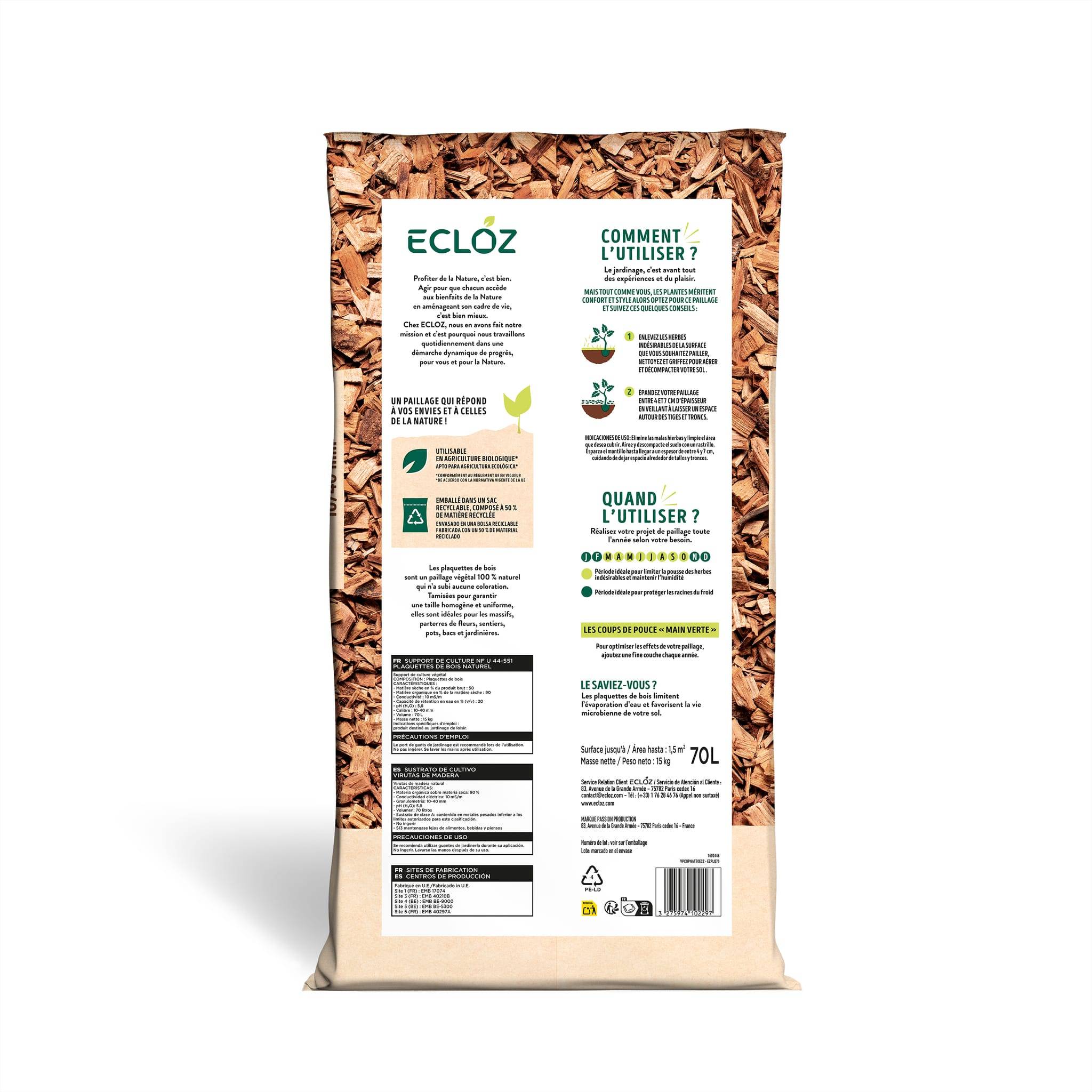 Ecloz - Plaquettes de Bois naturel 10/40mm Sac de 70L ECLOZ - Image 3
