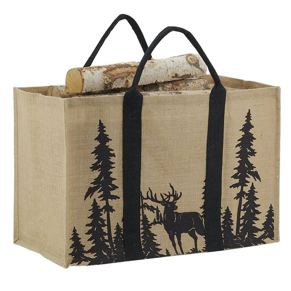 Sac à bûches jute cerf forêt L.60 cm l.30 cm H.40 cm - Aubry gaspard - Imagen 4