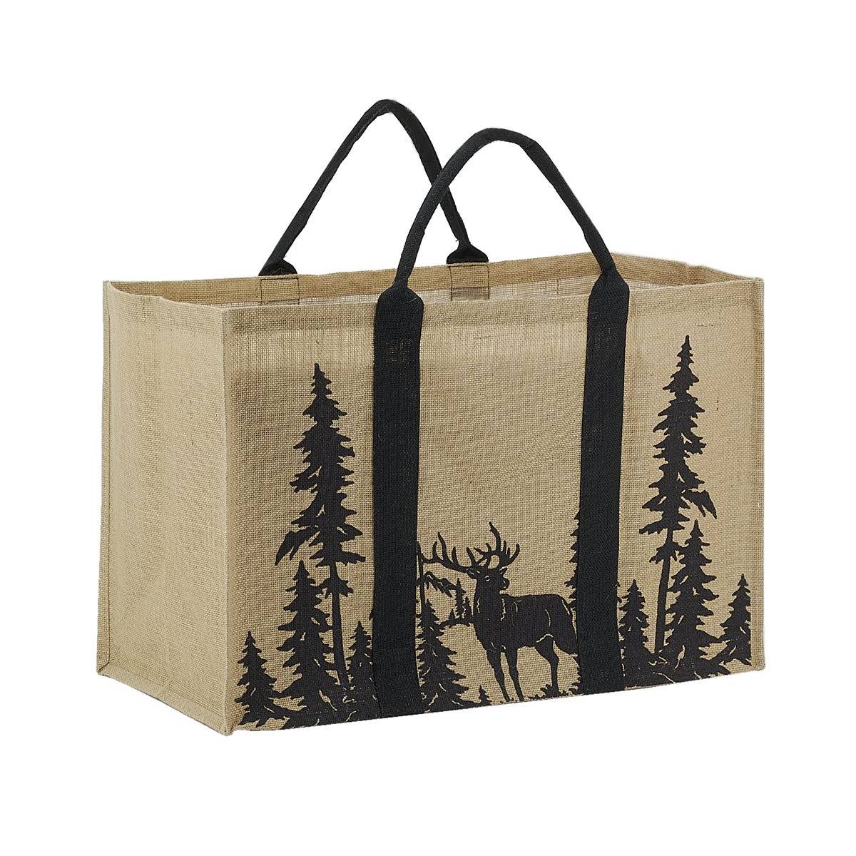 Sac à bûches jute cerf forêt L.60 cm l.30 cm H.40 cm - Aubry gaspard - Imagen 2