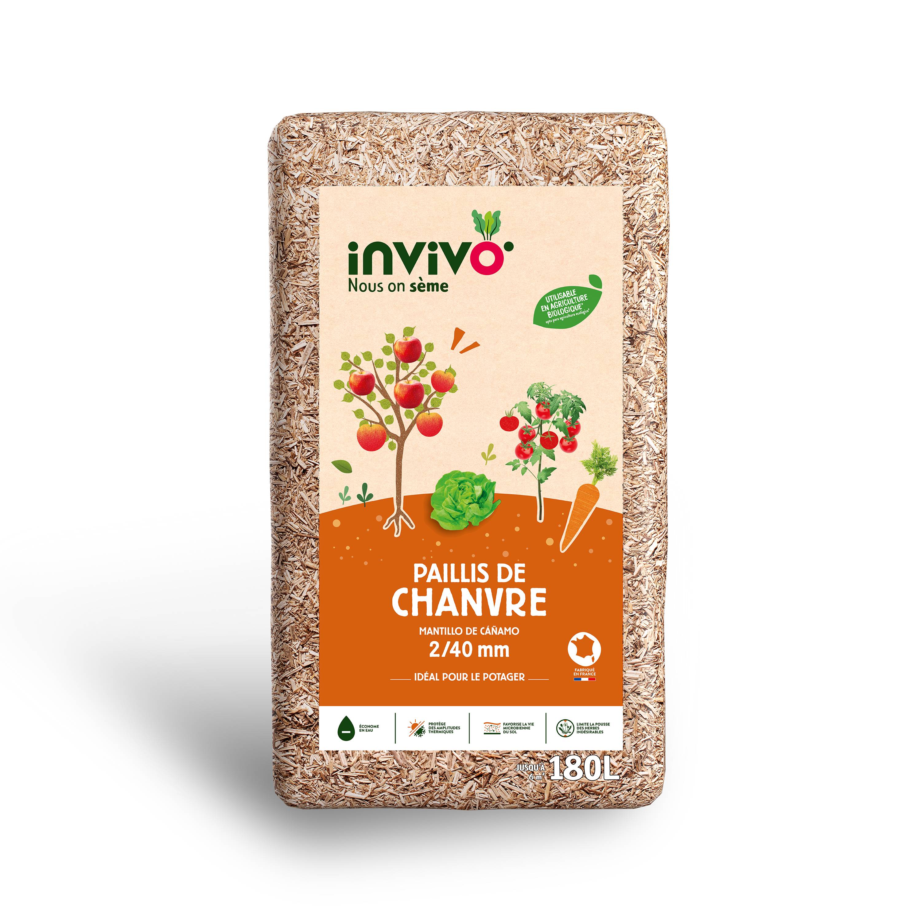 Invivo Nous On Sème - Paillis de chanvre 180L - Calibre 2/40 mm - INVIVO Nous on sème - Imagen 3