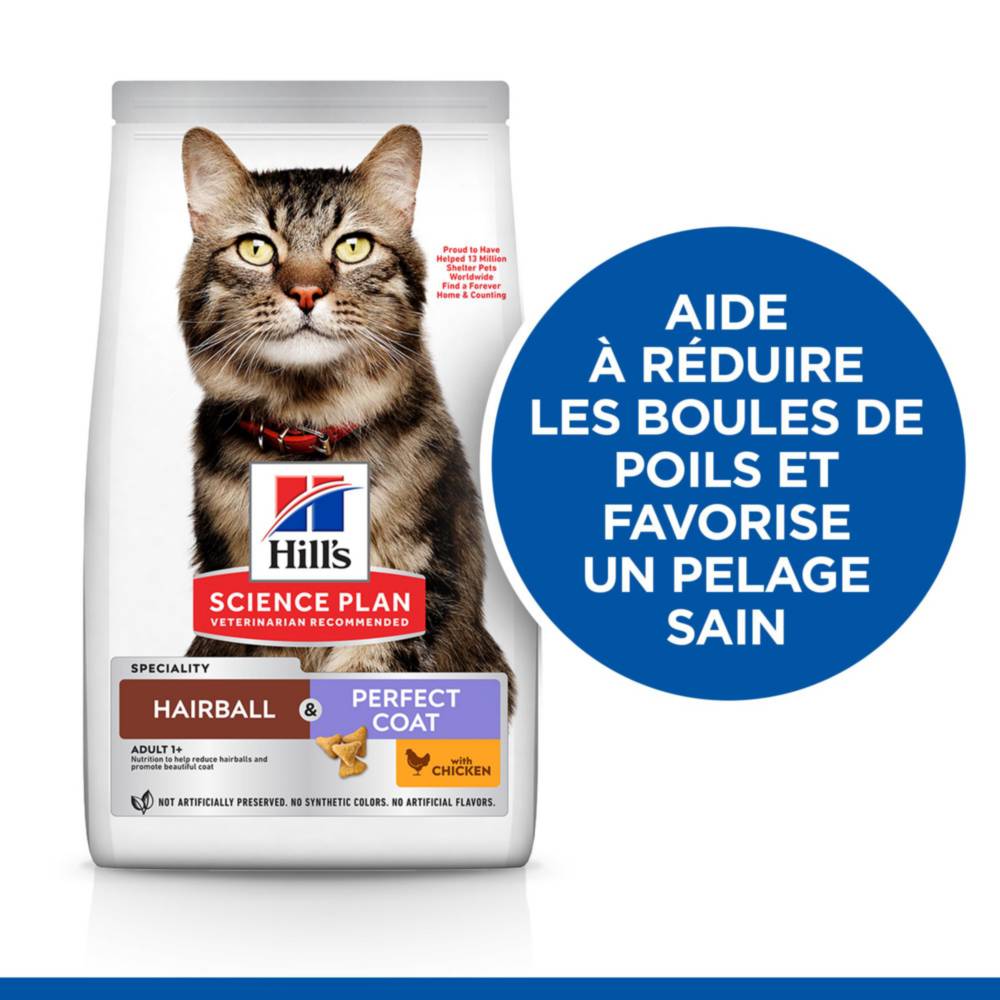 Science plan - Croquettes pour Chat Adulte Hairball & Perfect Coat au Poulet 3 kg - Hill's Science Plan - Image 6