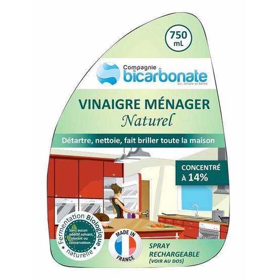 Sans Marque - Vinaigre blanc français 750 ml concentré à 14 ° - La compagnie du bicarbonate - Imagen 3
