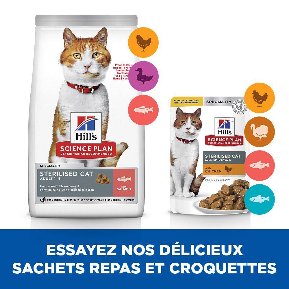 Science plan - Croquettes chat stérilisé au saumon 3 kg - Hill's Science Plan - Imagen 2
