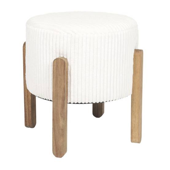 Tabouret côtelé Scott en velours beige Ø35.5 cm H.35 cm - Home deco factory - Image 4