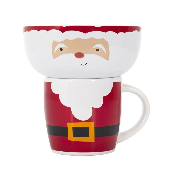NONAME - Bol et mug de Noël dolomite rouge Ø13.5 cm H.14.3 cm - Imagen 2