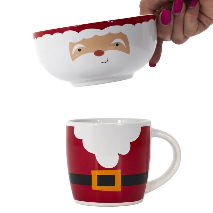 NONAME - Bol et mug de Noël dolomite rouge Ø13.5 cm H.14.3 cm - Imagen 6
