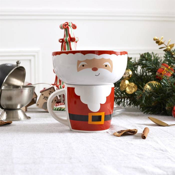 NONAME - Bol et mug de Noël dolomite rouge Ø13.5 cm H.14.3 cm - Imagen 7