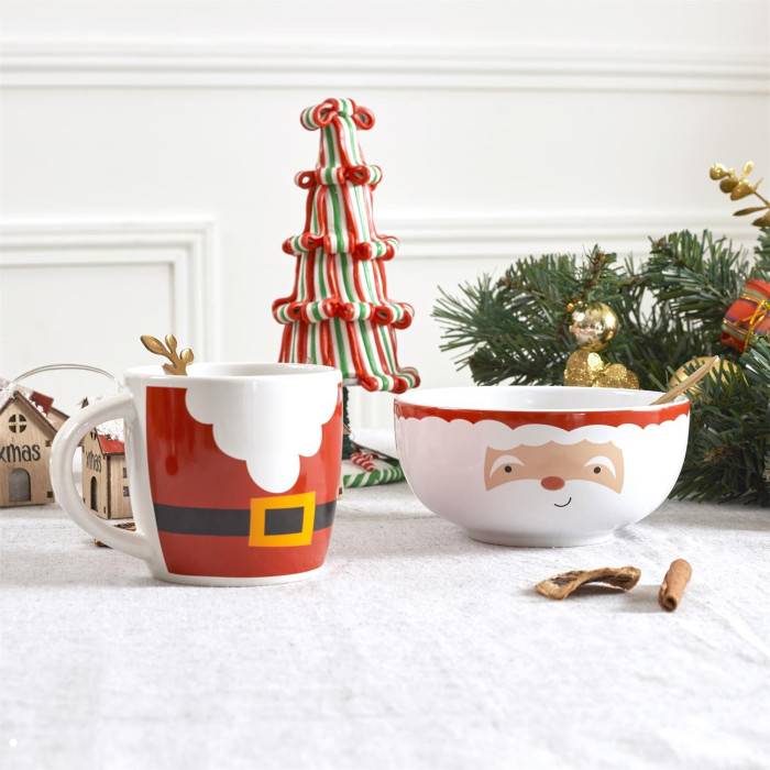 NONAME - Bol et mug de Noël dolomite rouge Ø13.5 cm H.14.3 cm - Image 5