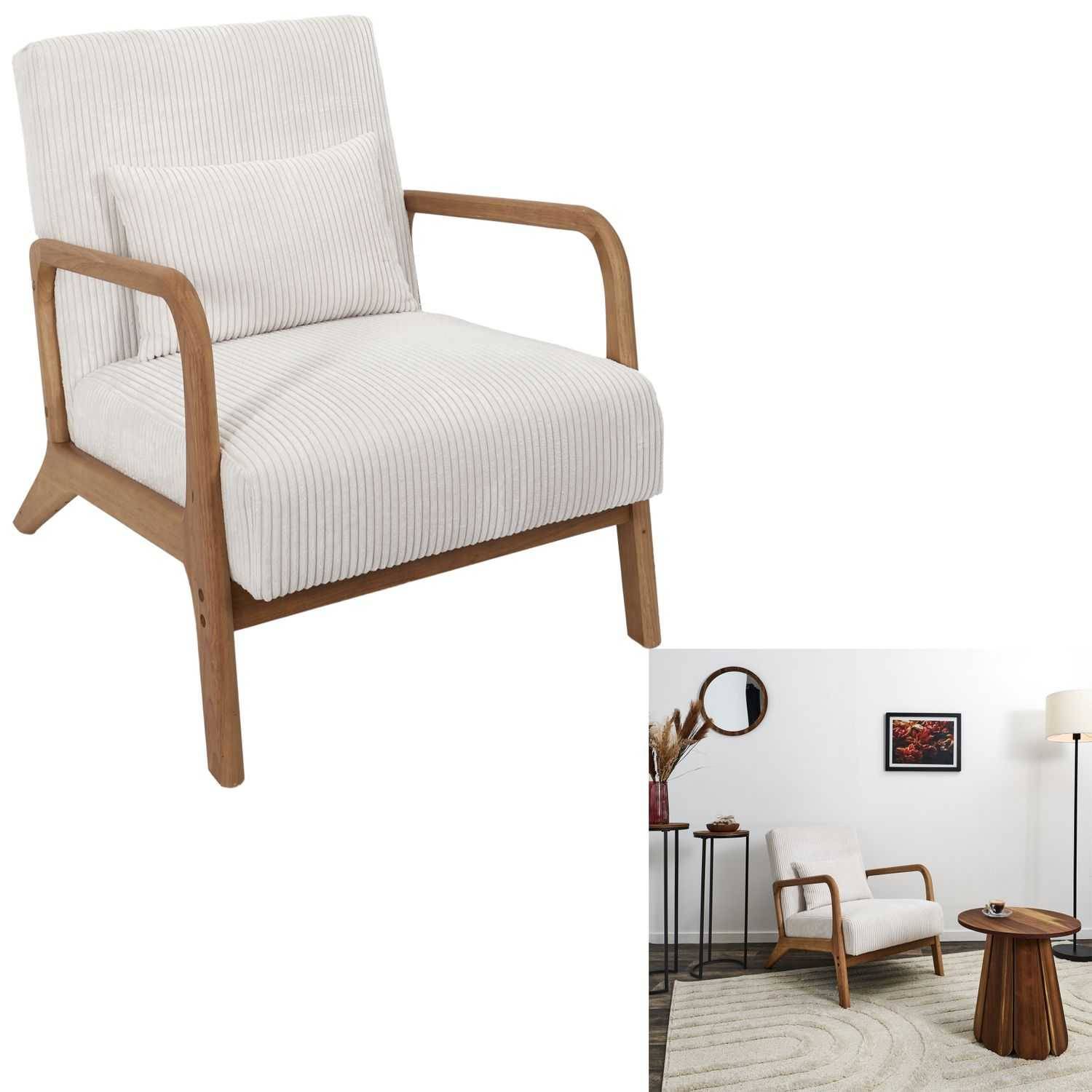 Fauteuil Scott Beige côtelé tissu 64,5x83,5x75-HOME DECO FACTORY