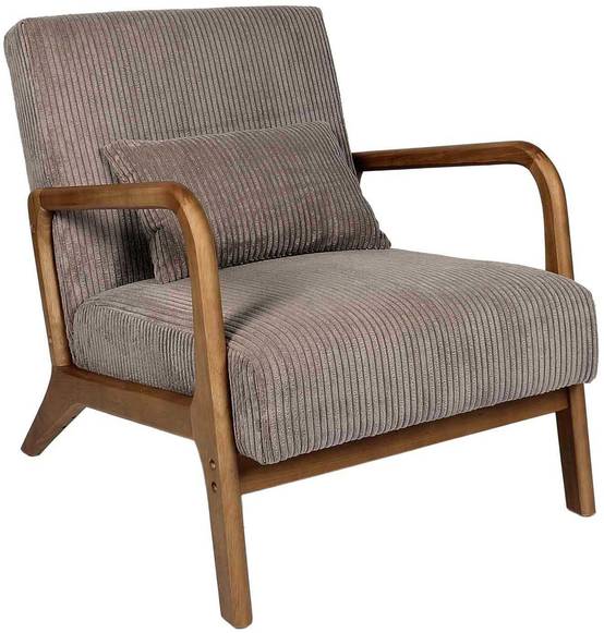 Fauteuil détente en velours côtelé taupe L.64.5 cm p.83.5 cm H.75 cm - Home deco factory - Image 5