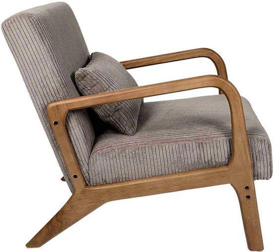 Fauteuil détente en velours côtelé taupe L.64.5 cm p.83.5 cm H.75 cm - Home deco factory - Image 4