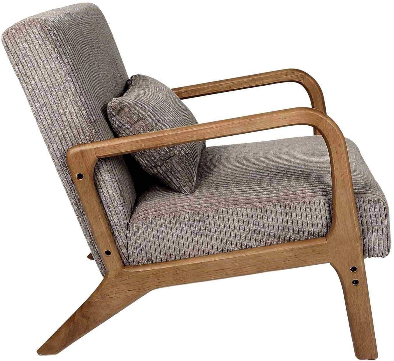 Fauteuil détente en velours côtelé taupe L.64.5 cm p.83.5 cm H.75 cm - Home deco factory - Image 4