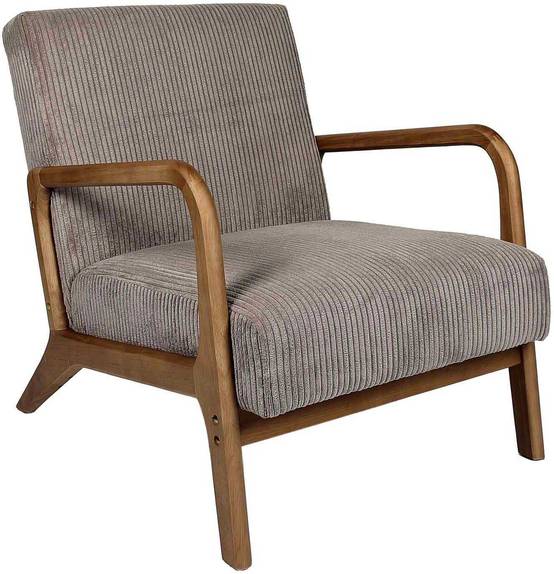 Fauteuil détente en velours côtelé taupe L.64.5 cm p.83.5 cm H.75 cm - Home deco factory - Image 6