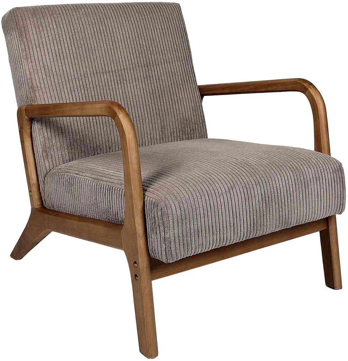 Fauteuil détente en velours côtelé taupe L.64.5 cm p.83.5 cm H.75 cm - Home deco factory - Image 6