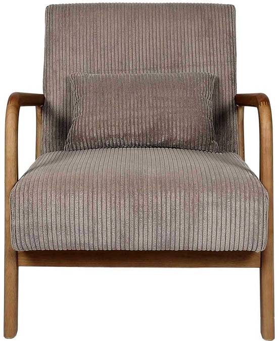 Fauteuil détente en velours côtelé taupe L.64.5 cm p.83.5 cm H.75 cm - Home deco factory - Image 7