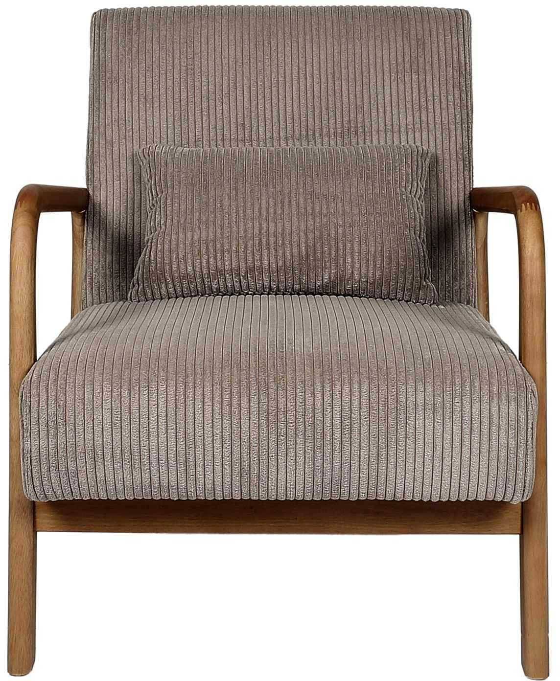 Fauteuil détente en velours côtelé taupe L.64.5 cm p.83.5 cm H.75 cm - Home deco factory - Image 7