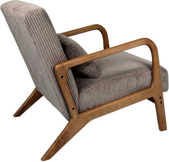 Fauteuil détente en velours côtelé taupe L.64.5 cm p.83.5 cm H.75 cm - Home deco factory - Image 3