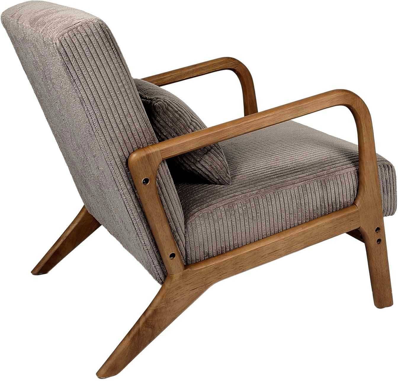 Fauteuil détente en velours côtelé taupe L.64.5 cm p.83.5 cm H.75 cm - Home deco factory - Image 3