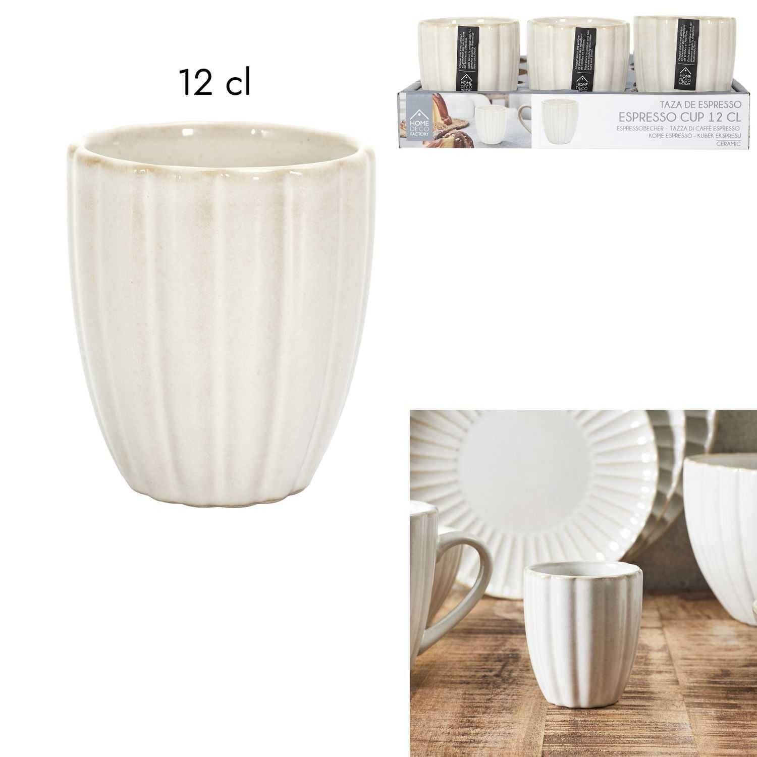 Lot de 6 tasses à café Vlora en grès beige Ø6.2 cm H.7.2 cm - The home deco factory - Imagen 1