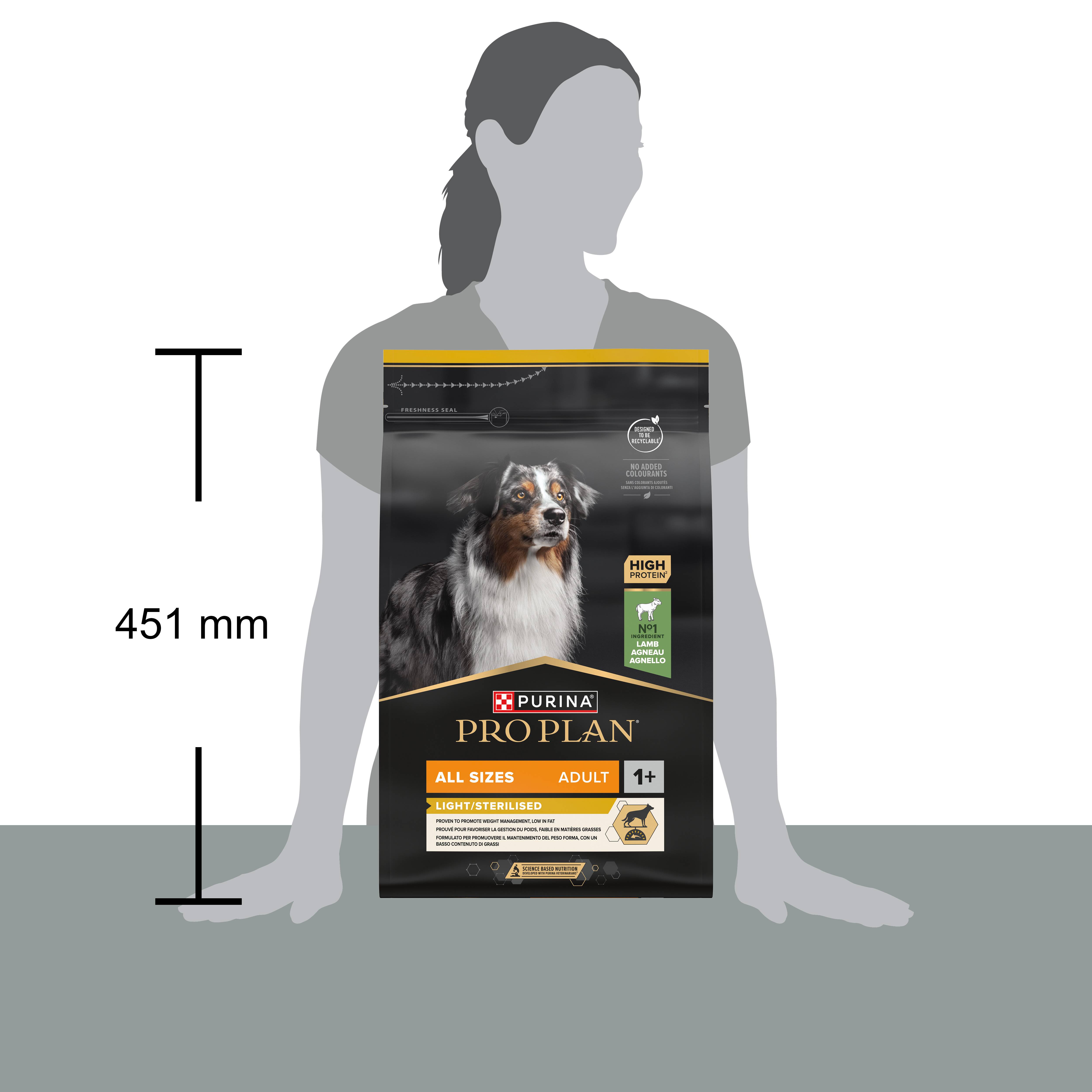 Purina Pro Plan - Croquettes pour chiens adultes toutes tailles Light / Sterilised Agneau 3 kg - Pro Plan - Image 2