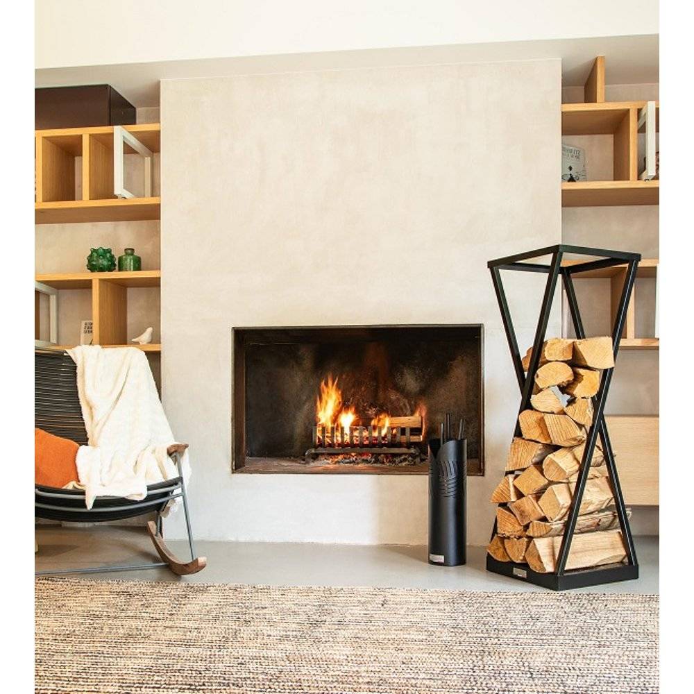 Range-bûches type sablier en acier noir H.118 cm pour bûches L.40 cm - Le marquier - Image 2