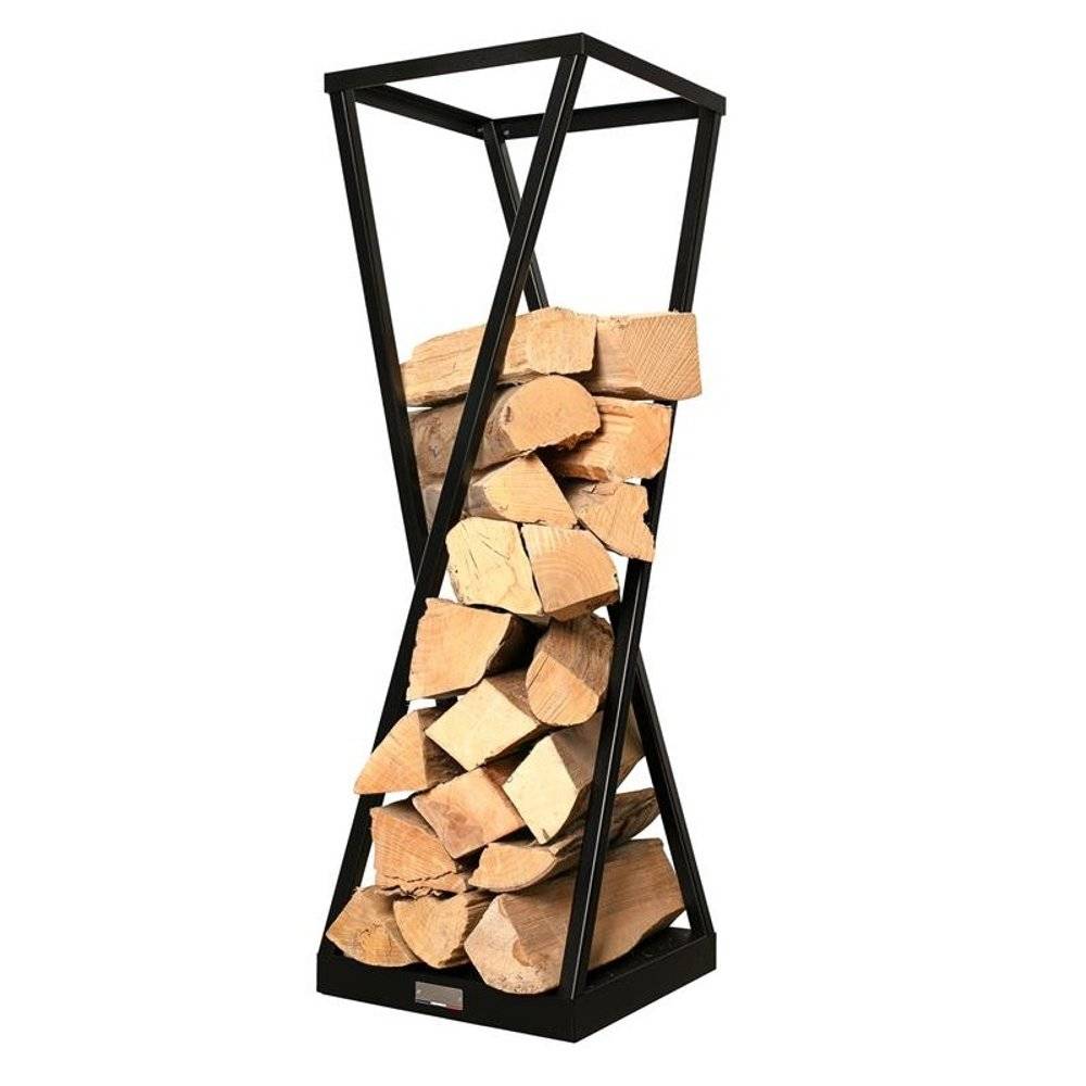 Range-bûches type sablier en acier noir H.118 cm pour bûches L.40 cm - Le marquier - Imagen 3