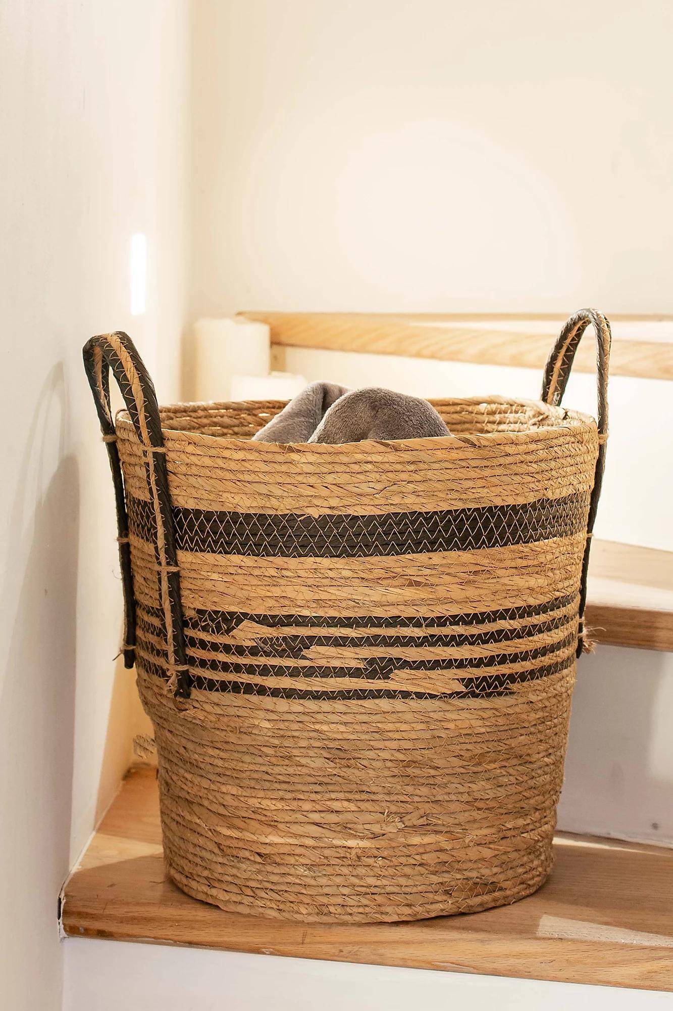 Panier à bûches Jacinthe jonc naturel L.40 cm l.40 cm H.42 cm - Le marquier - Imagen 3