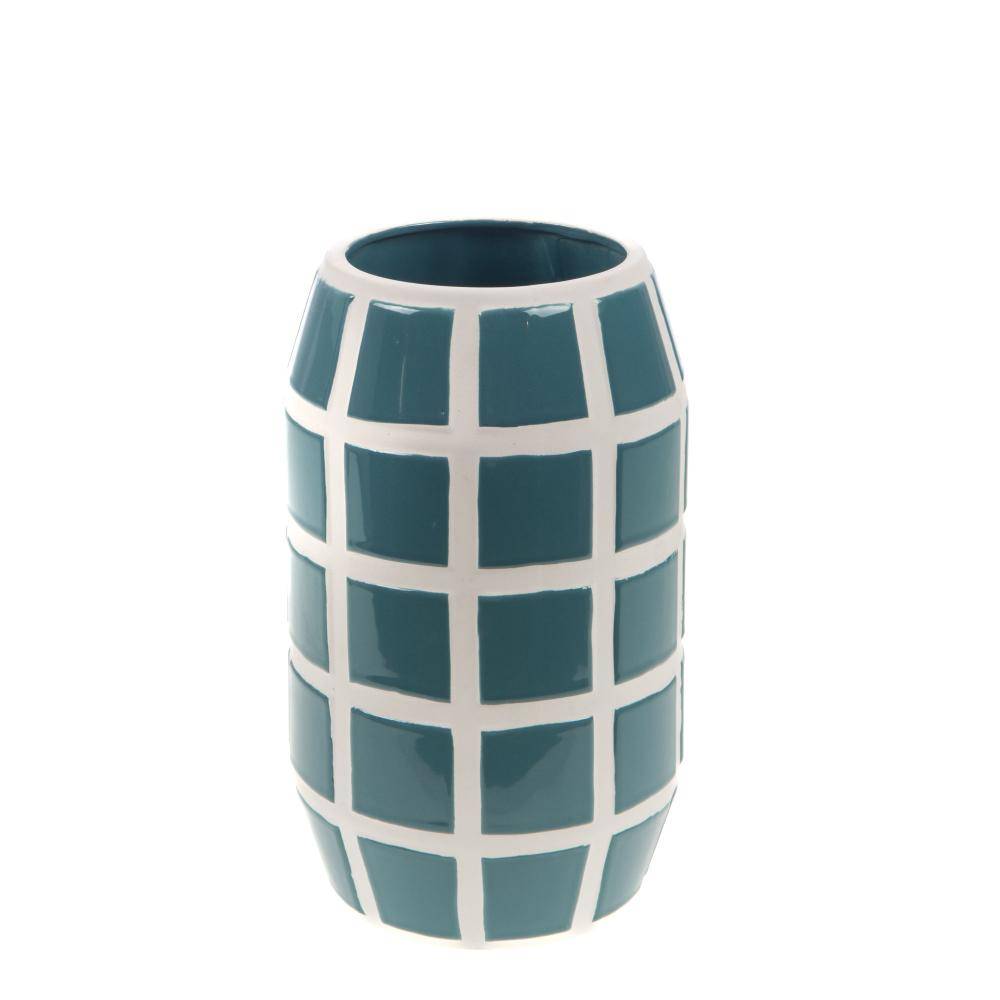 Vase rond mosaïque céramique bleu L.15.5 cm l.15.5 cm H.25.1 cm - Amadeus