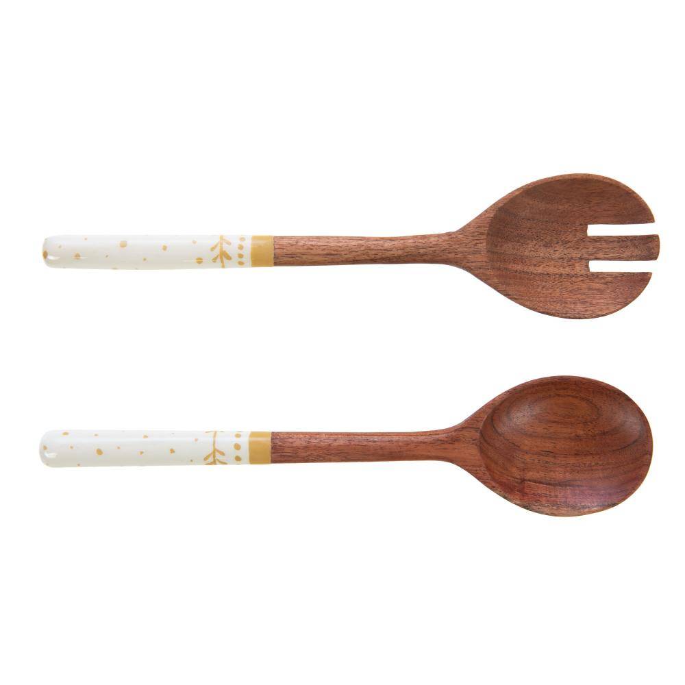 Lot de 2 couverts à salade en bois blanc L.7 cm l.29.5 cm H.1.5 cm - Amadeus