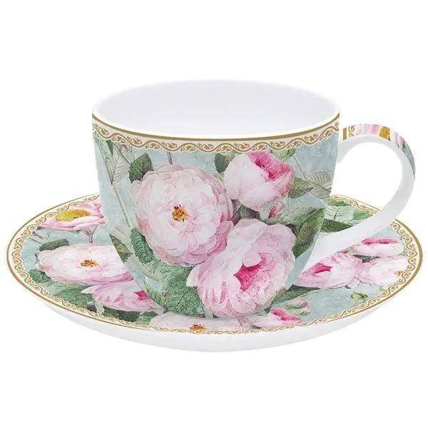 Coffret tasse à thé Roses in Bloom porcelaine multicolore 20CL - Easy life - Imagen 1