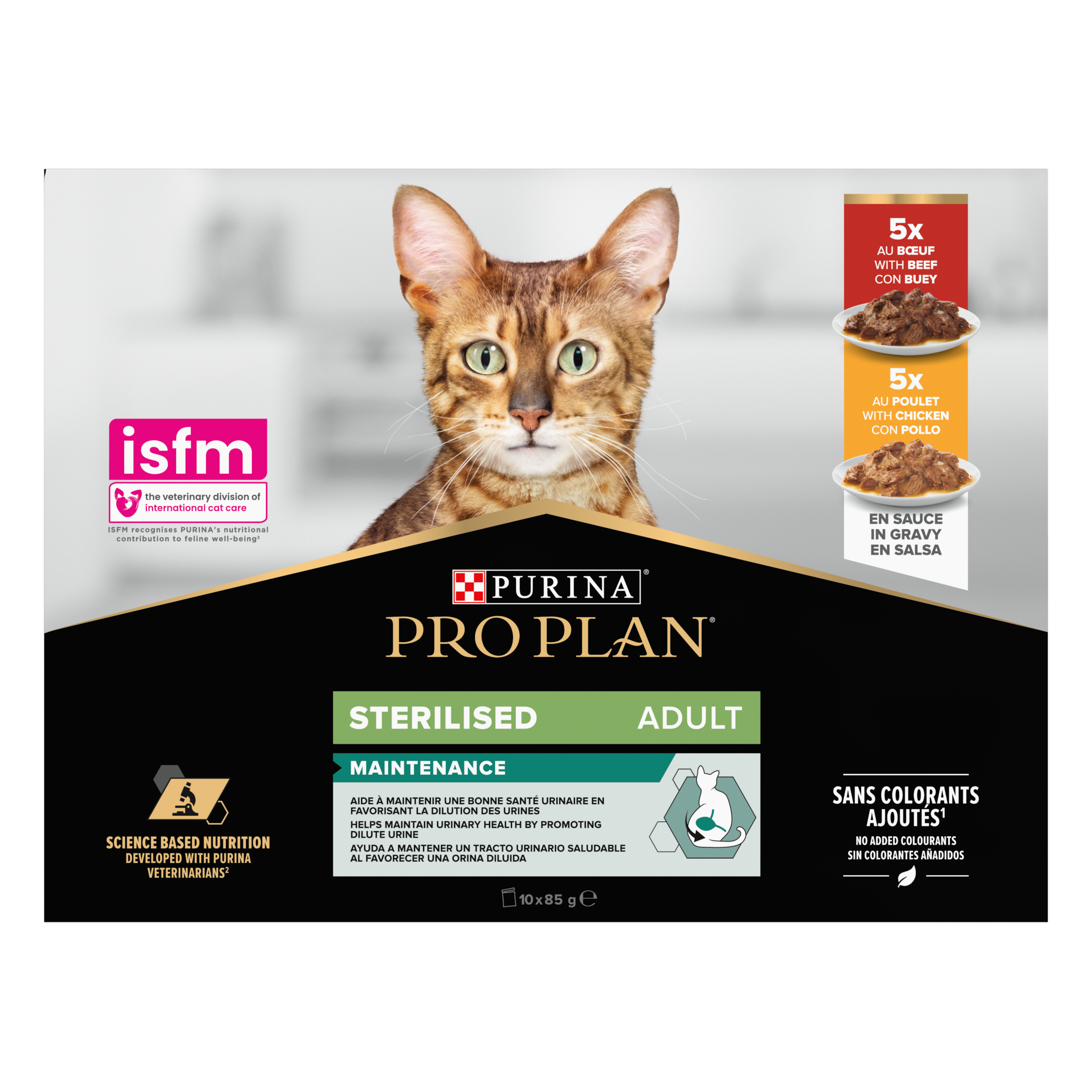 Purina Pro Plan - Pâtée pour chat stérilisé en sauce Maintenance Poulet Boeuf 10x85g - Pro Plan - Image 5