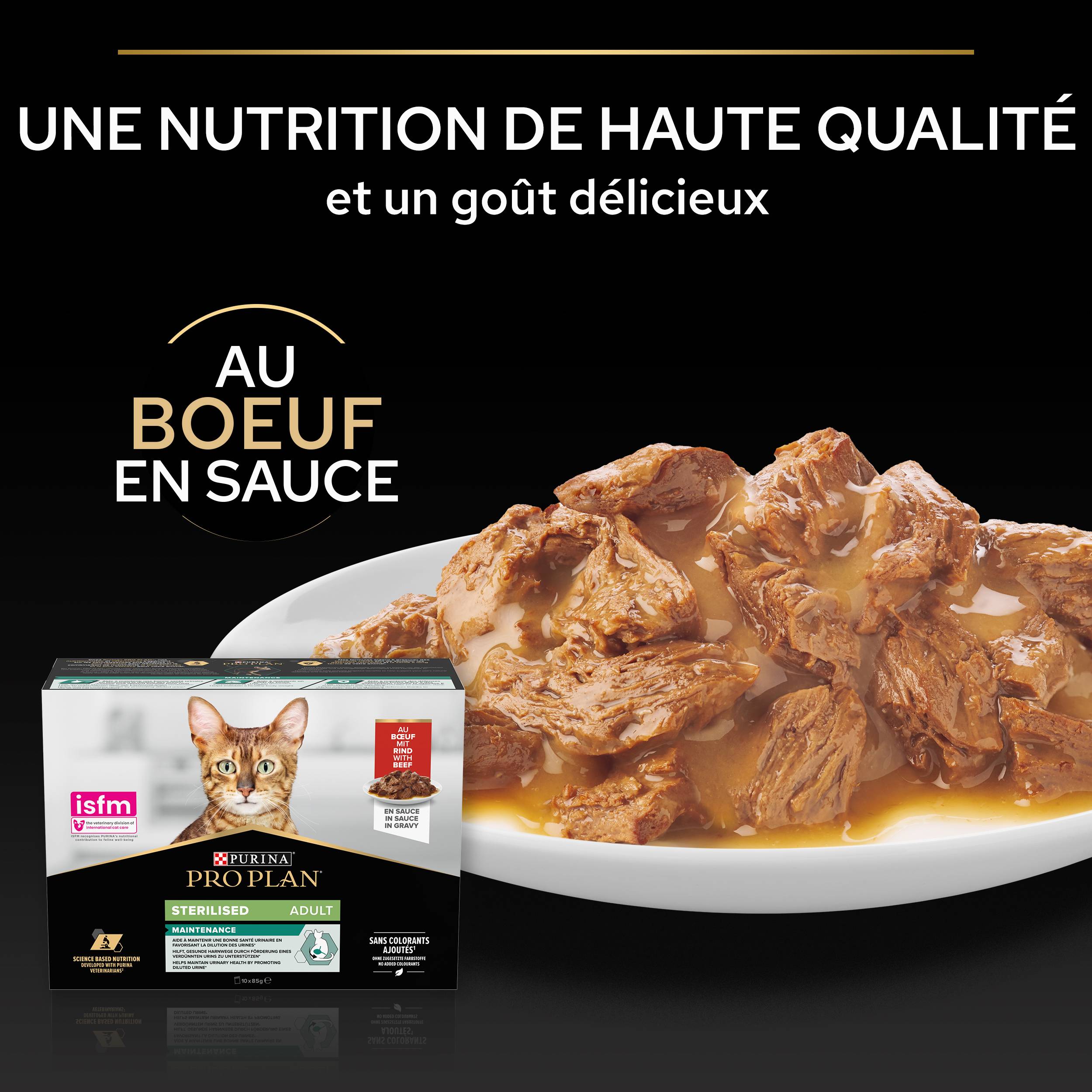 Purina Pro Plan - Pâtée pour chat stérilisé en sauce Maintenance Poulet Boeuf 10x85g - Pro Plan - Image 4