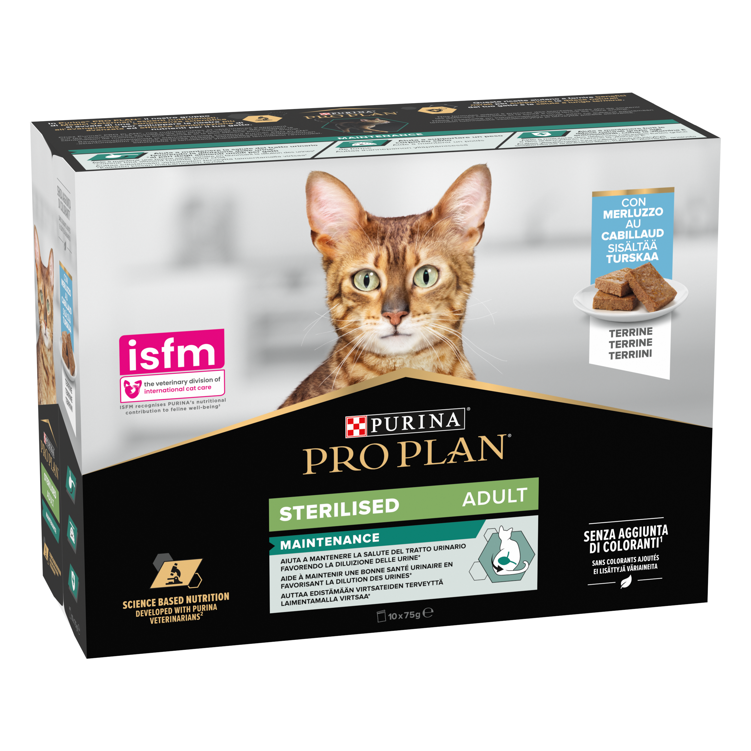 Terrine pour chat adulte stérilisé au cabillaud 10 x 75 g - Pro Plan