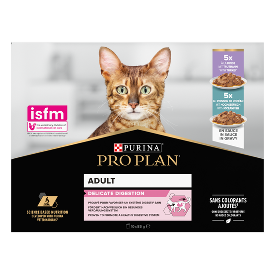 Purina Pro Plan - Pâtée chat adulte sauce digestion délicate multivariétés dinde et poisson 10 x 85 g - Pro Plan - Image 3