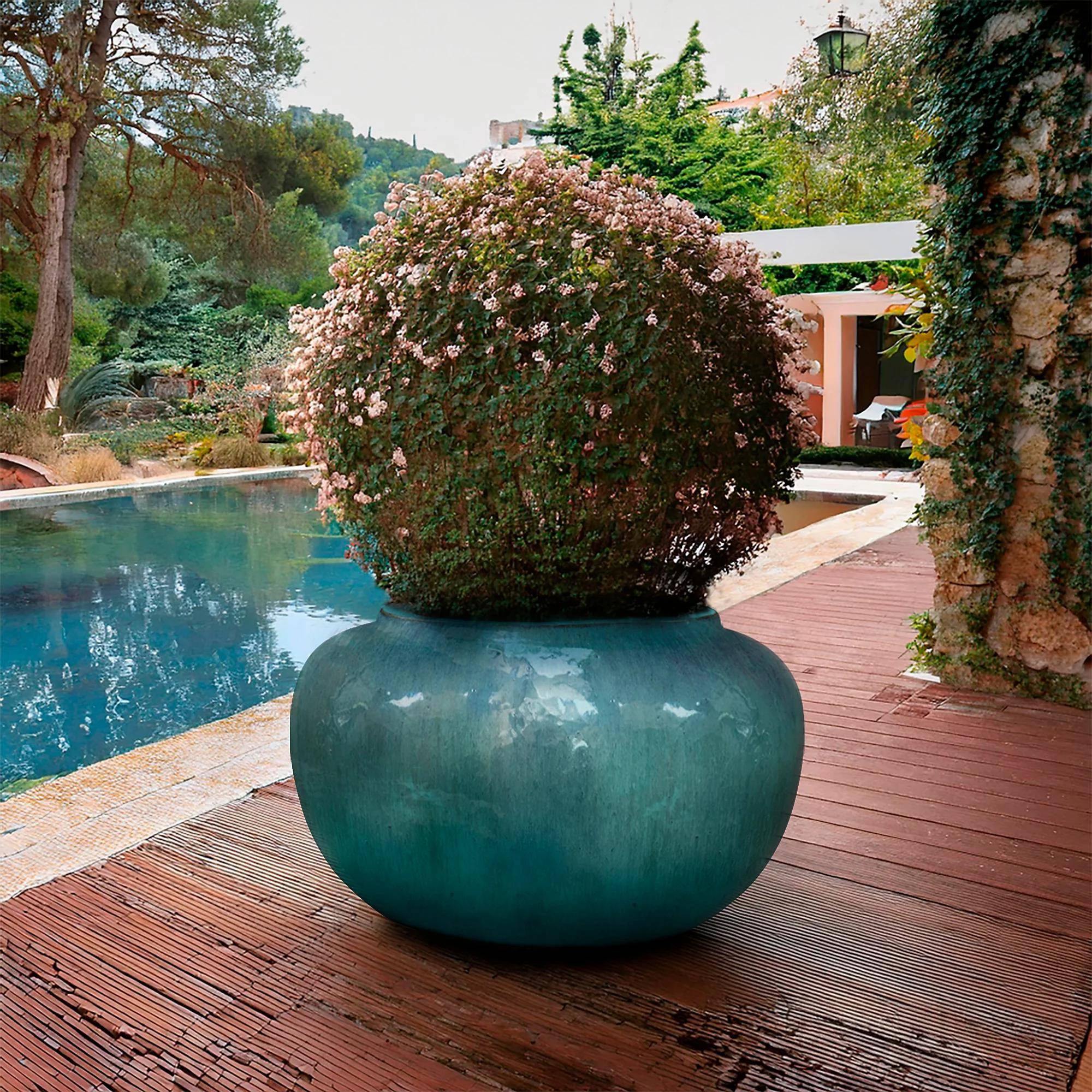 Pot de fleurs boule Avaya terre cuite bleu Ø5 cm H.30 cm - Deroma - Imagen 1