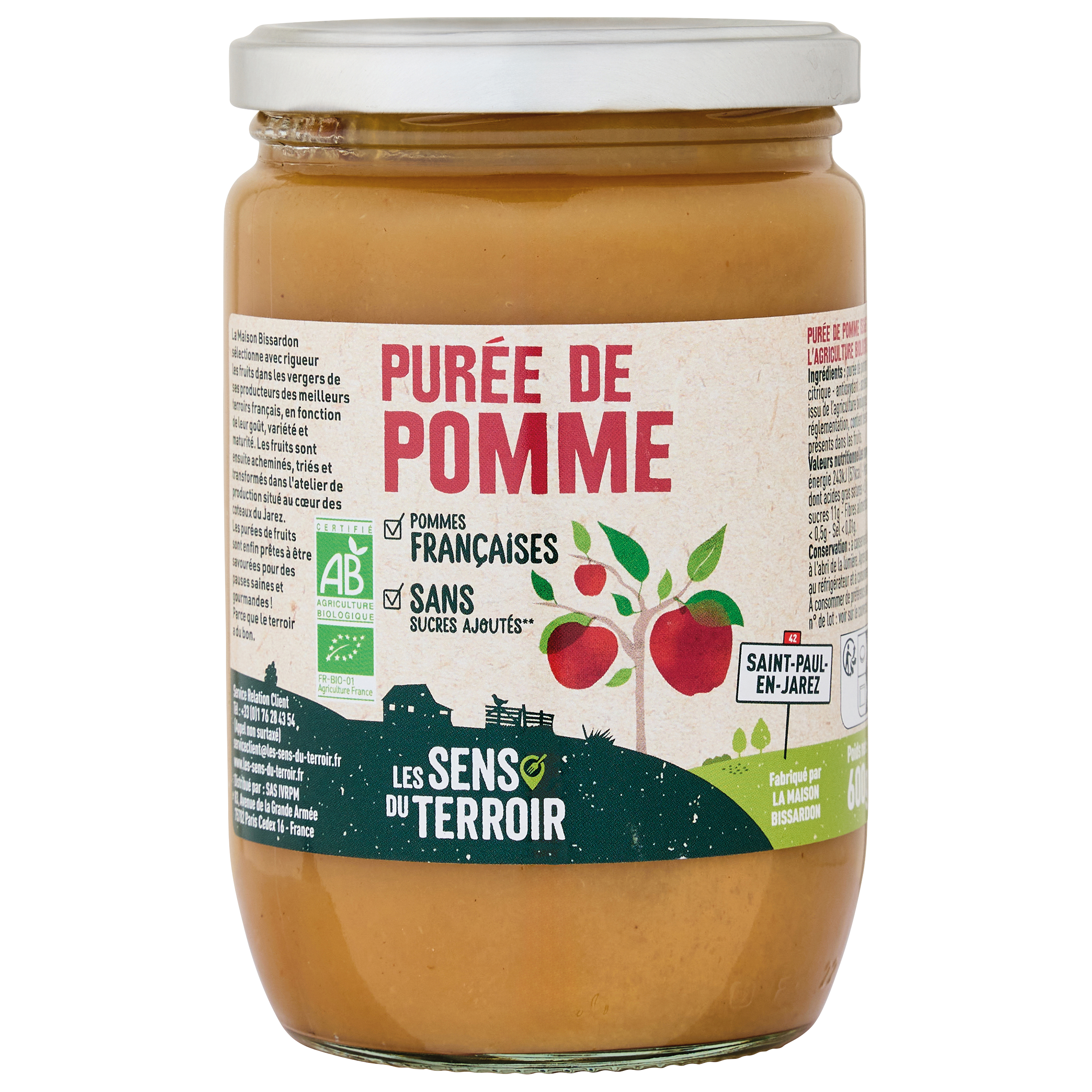 Les Sens du Terroir - Purée de pomme BIO 600 g - Les Sens du Terroir - Imagen 1
