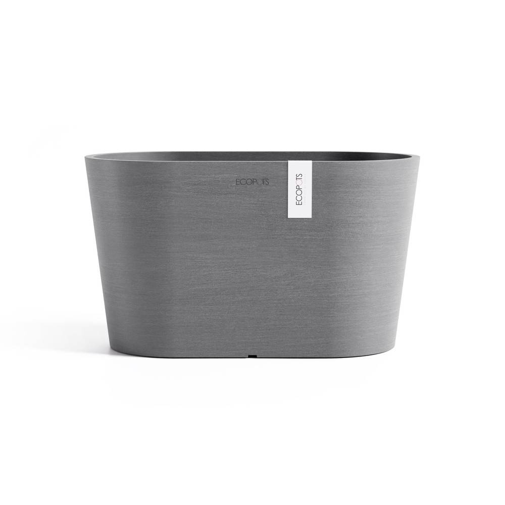 Pot Tokyo type ovale en plastique recyclé gris L.30 cm P.17 cm H.17 cm - Ecopots - Imagen 2